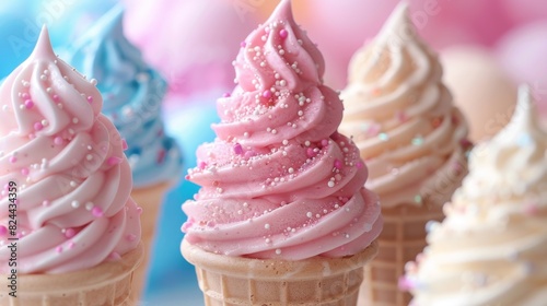 Ice cream party to celebrate International Children s Day  happy atmosphere  candy colors  gentle and festive   Delicious Ice Cream Delights - Sweet Treats for a Joyful Ice Cream Party in 4K Wallpaper