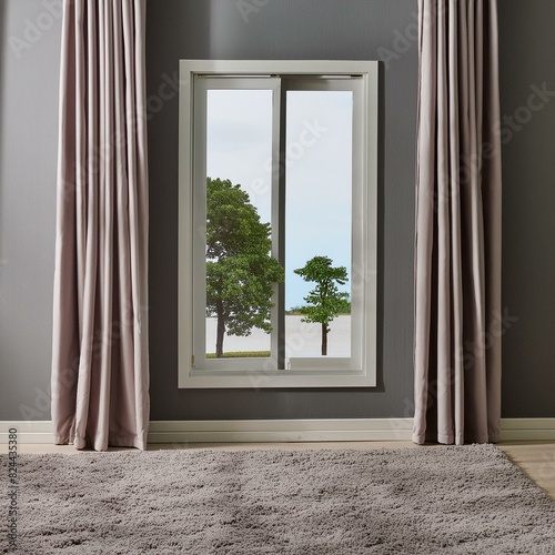 Elegant Simplicity  Gray Wall and Sheer Curtains in Sunlit Room