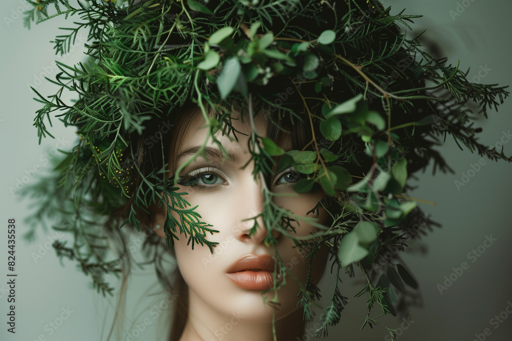fashion woman isolated minimalistic studio natural elements fashion woman isolated minimalistic studio natural elements