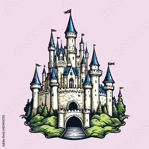 Enchanted Castle Illustration Hand drawn