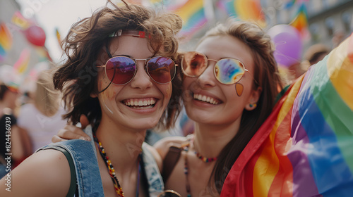celebrating lgbtq pride adobe candid happy smiling lesbian young festival stock photo stock woman gay