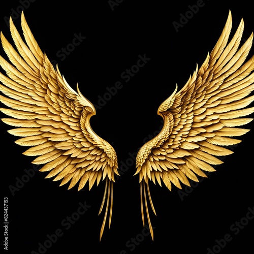 Gold Wings on Black Background
