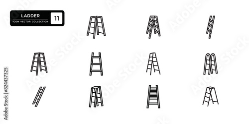 Ladder icon collection, vector icon templates can be edited and resized.