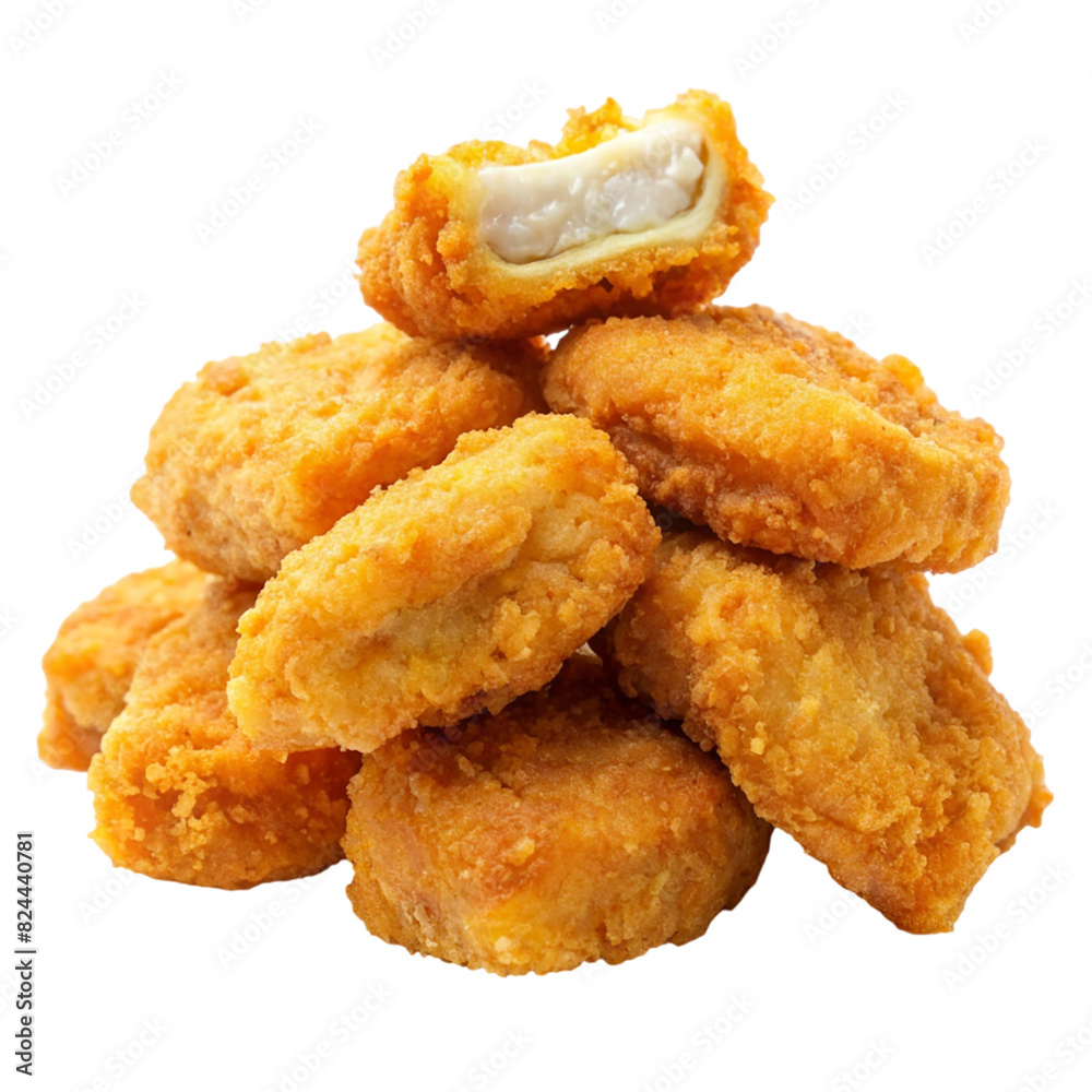 Fried chicken nuggets on transparent background Fried chicken nuggets on transparent background