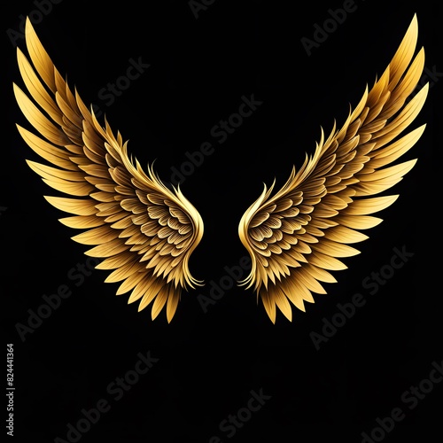 Gold Wings on Black Background