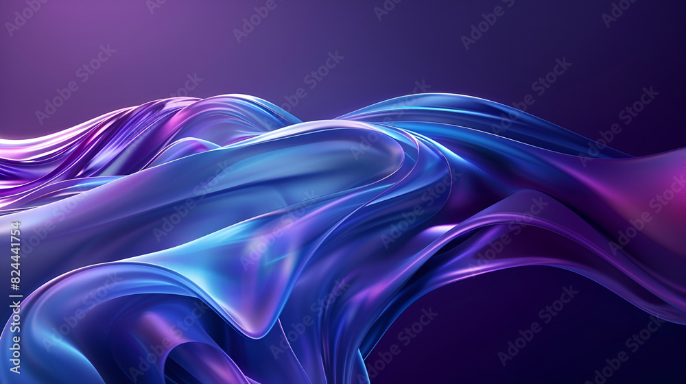Obraz premium Hologram Gradient Geometric Wave Shape ,Abstract background ,White grey flow waves on colorful background ,Abstract digital art background wallpaper