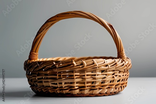 Empty wicker basket isolated on white background 