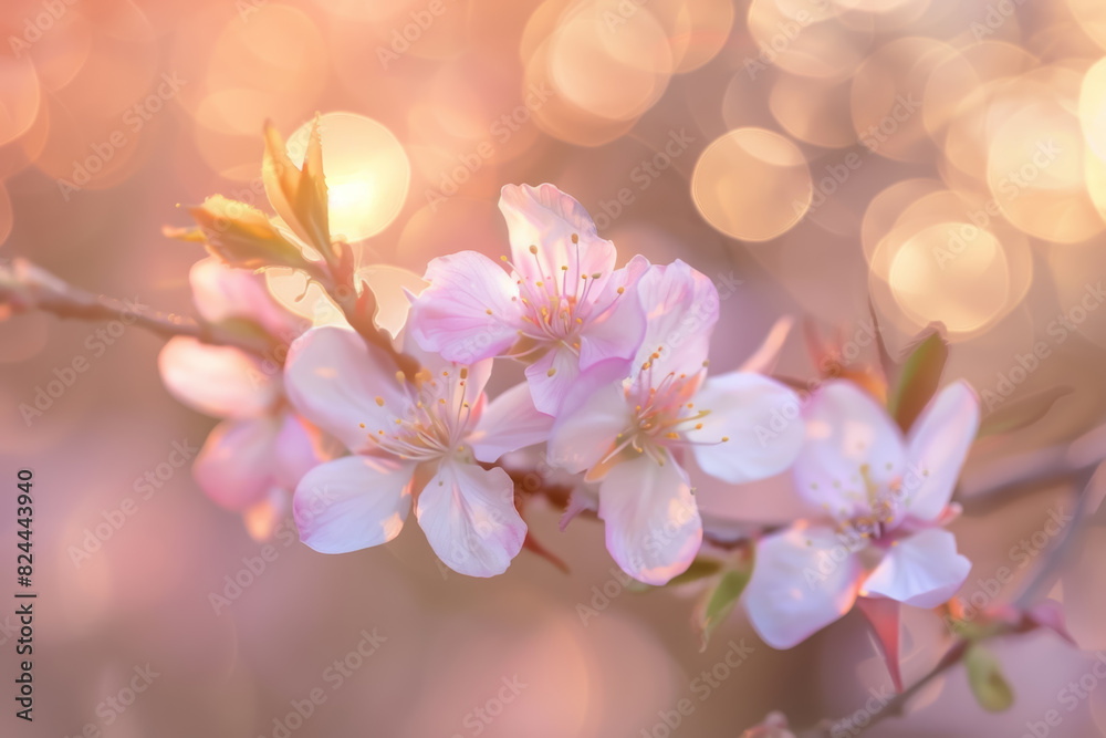 Celestial Light on May Blooms, Softly Blurred Background