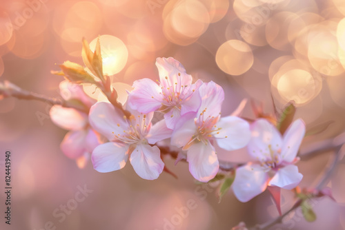 Celestial Light on May Blooms  Softly Blurred Background