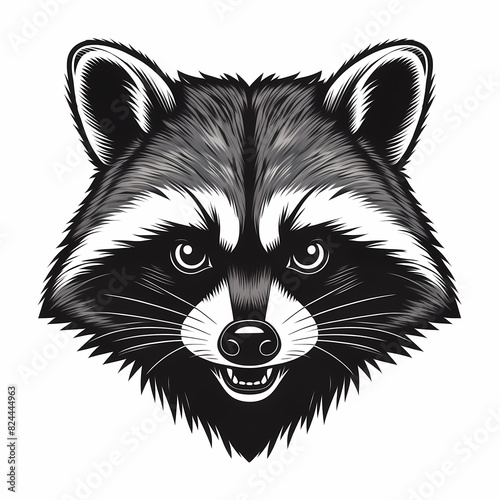 Dynamic raccoon head logo: Perfect for T-shirts, business cards, and logos. Projects strength and resilience
