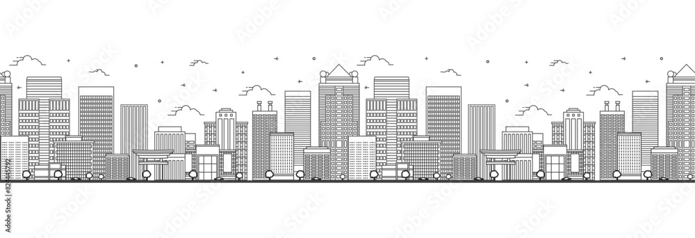 Fototapeta premium Seamless pattern with outline Birmingham Alabama City Skyline. Modern Buildings Isolated on White. Birmingham USA Cityscape with Landmarks.