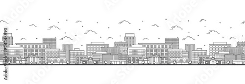 Seamless pattern with outline Juneau Alaska City Skyline. Modern Buildings Isolated on White. Juneau USA Cityscape with Landmarks.