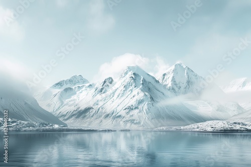 The mountains are covered in snow and the sky is cloudy generated by AI © PZPIXEL.AI
