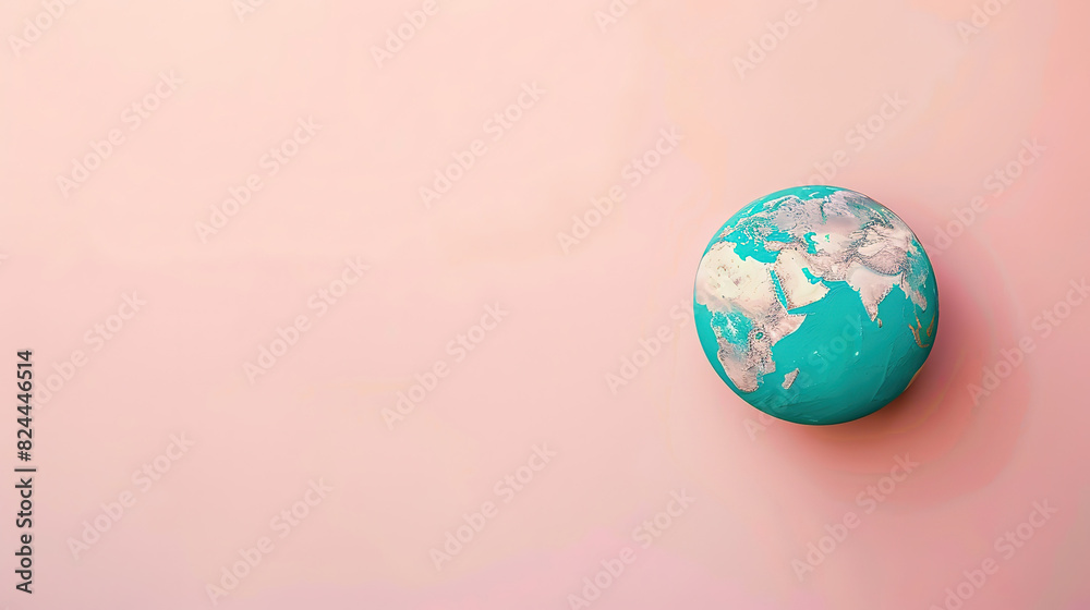 Copy space of earth on the corner and pastel color background, world nature conservation day Copy space of earth on the corner and pastel color background, world nature conservation day