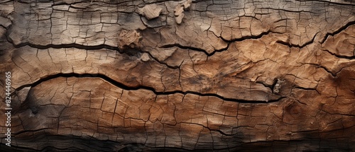 Detailed tree bark with deep grooves, earthy background