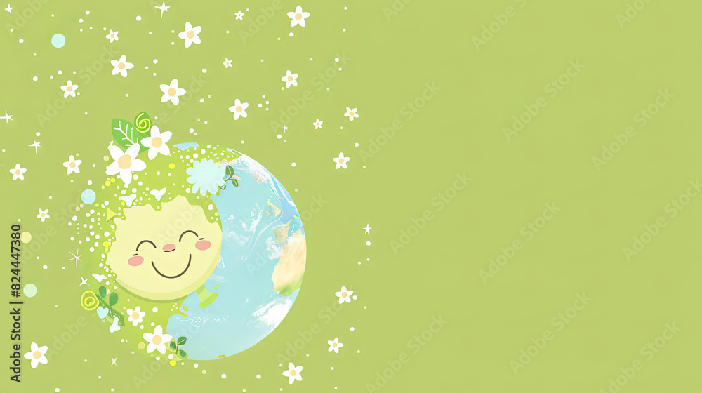 smiling earth with yellow background for world environment day, flat illustration, minimalistic smiling earth with yellow background for world environment day, flat illustration, minimalistic