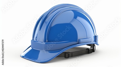 3D rendered blue hard hat and safety equipment on an isolated white background