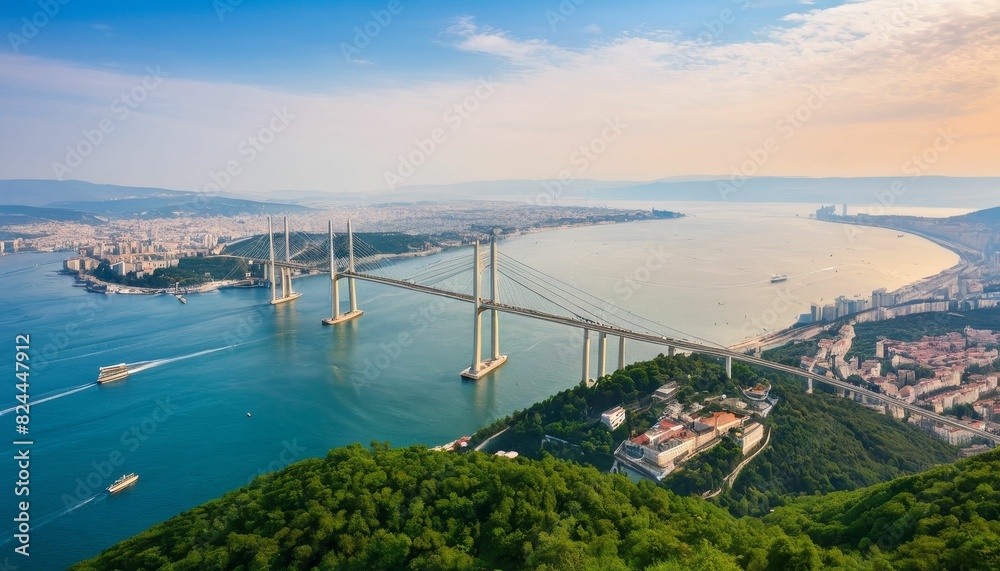 a large bridge spanning over a large body of water