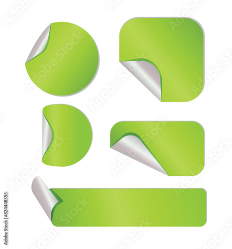 Curled pages and stickers. Round, square and rectangle flipped paper page, Sale Stickers, Tags And Labels With Corner Cut Effect, Infographic Stickers And Labels