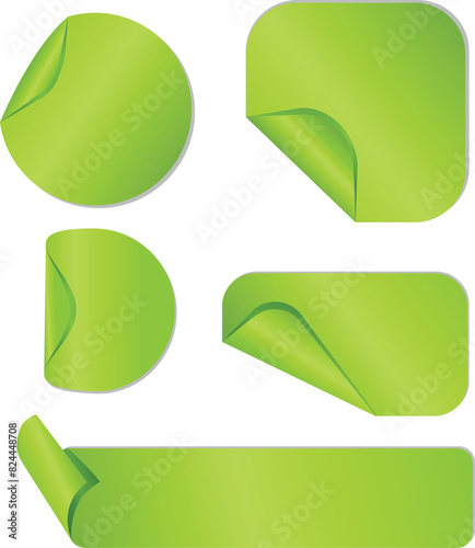 Curled pages and stickers. Round, square and rectangle flipped paper page, Sale Stickers, Tags And Labels With Corner Cut Effect, Infographic Stickers And Labels