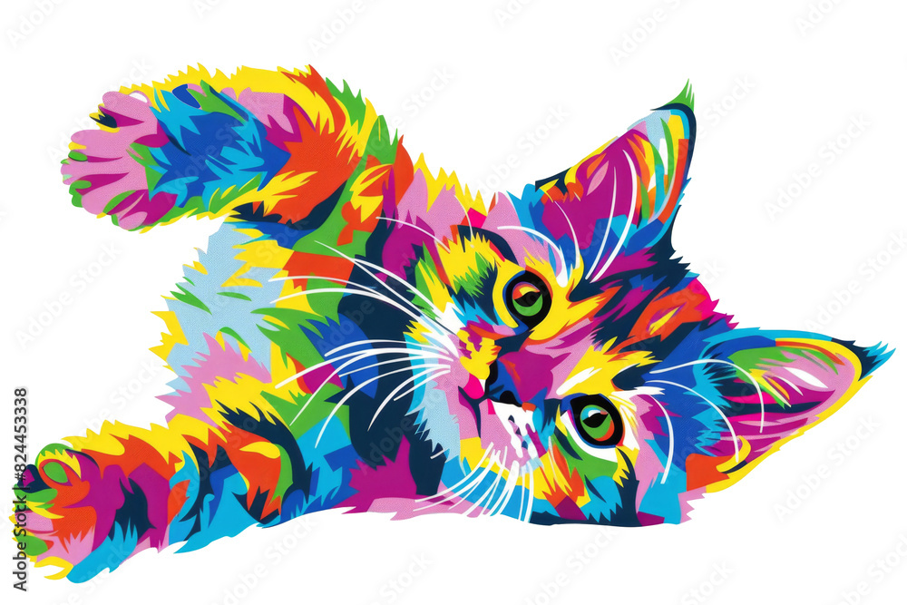 Adorable playful kitten with vibrant fur playing with a ball of yarn Adorable playful kitten with vibrant fur playing with a ball of yarn