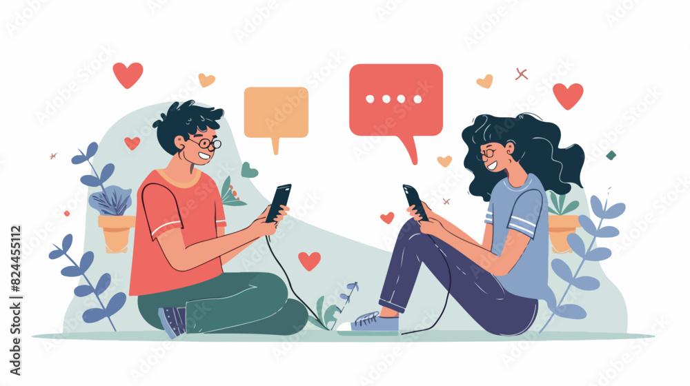 Love couple messaging texting in online chat. Romanti