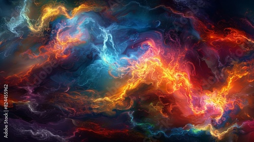 Vibrant Cosmic Nebula  A Colorful Abstract Representation of Interstellar Clouds
