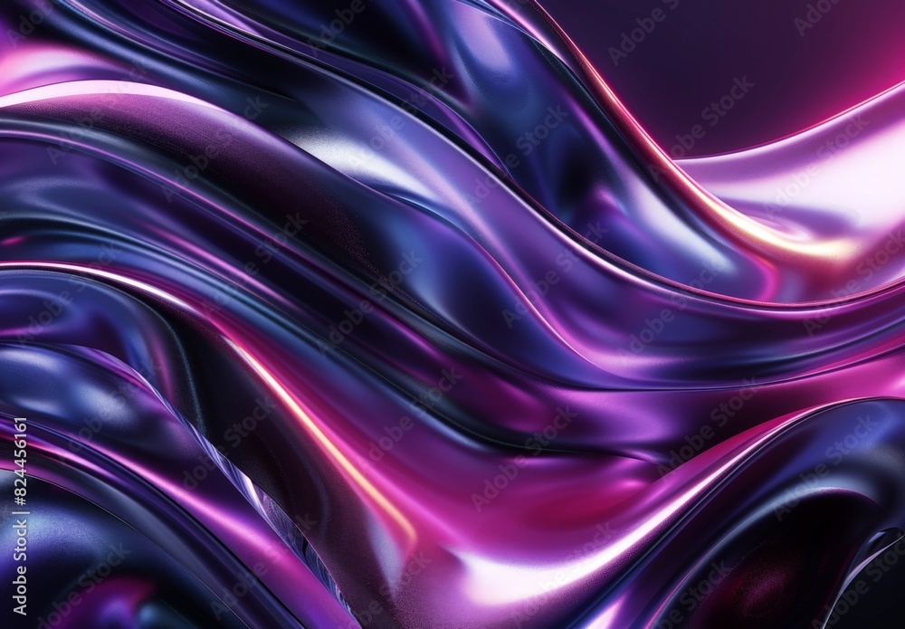 Abstract Purple and Pink Silk Waves Background with Glossy Finish