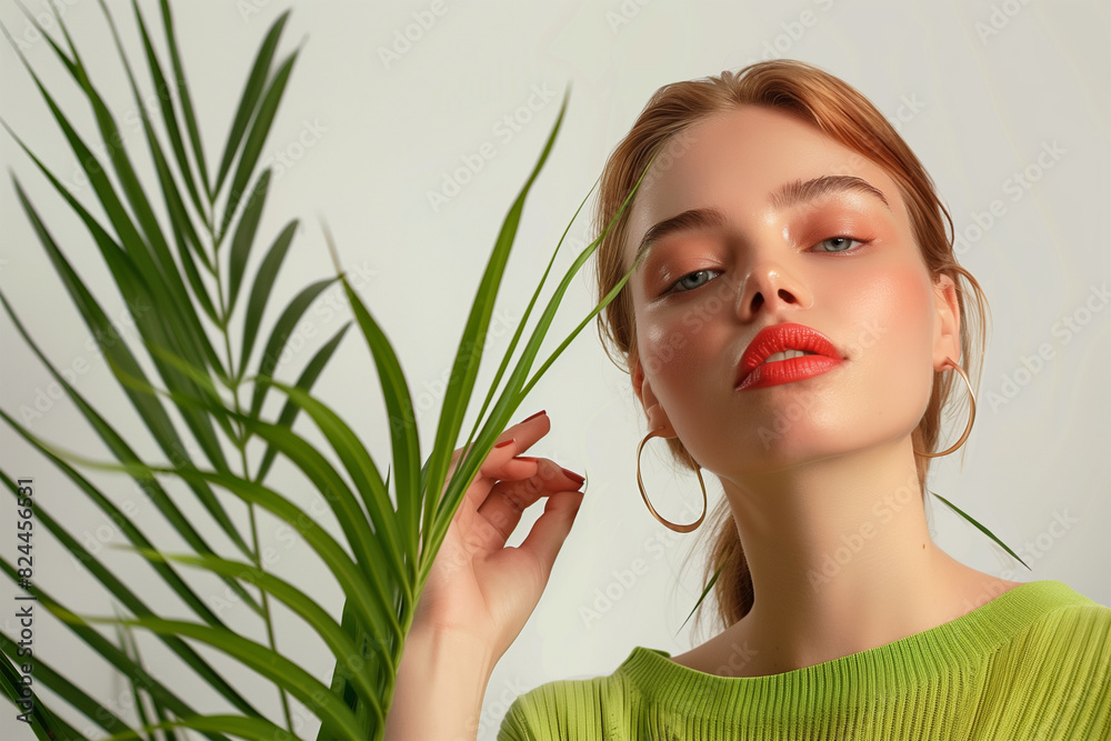 fashion woman isolated minimalistic studio natural elements fashion woman isolated minimalistic studio natural elements