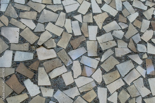 Colourful Broken Marble Pieces Floor Background