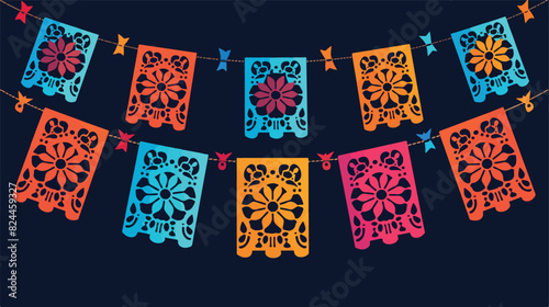 Mexican papel picado pecked paper laces hanging on style