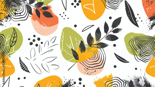 Modern abstract pattern with organic shapes and leave