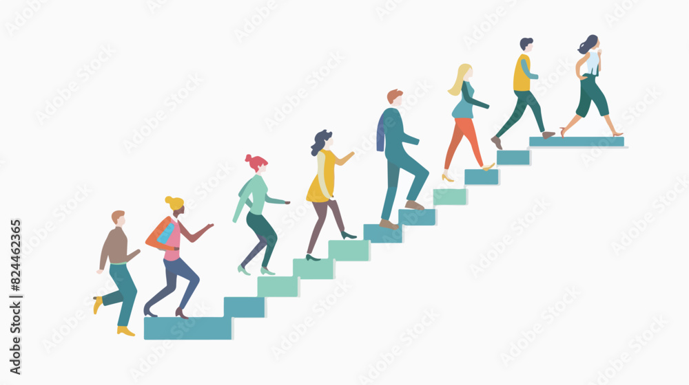 Concept of career ladder or leadership. People moving
