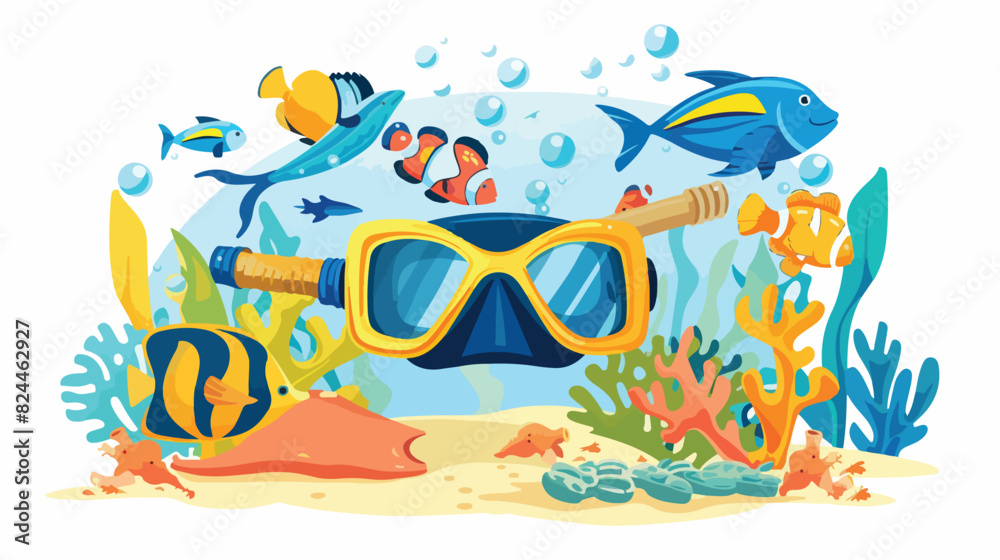 Concept of underwater tour and snorkel excursion