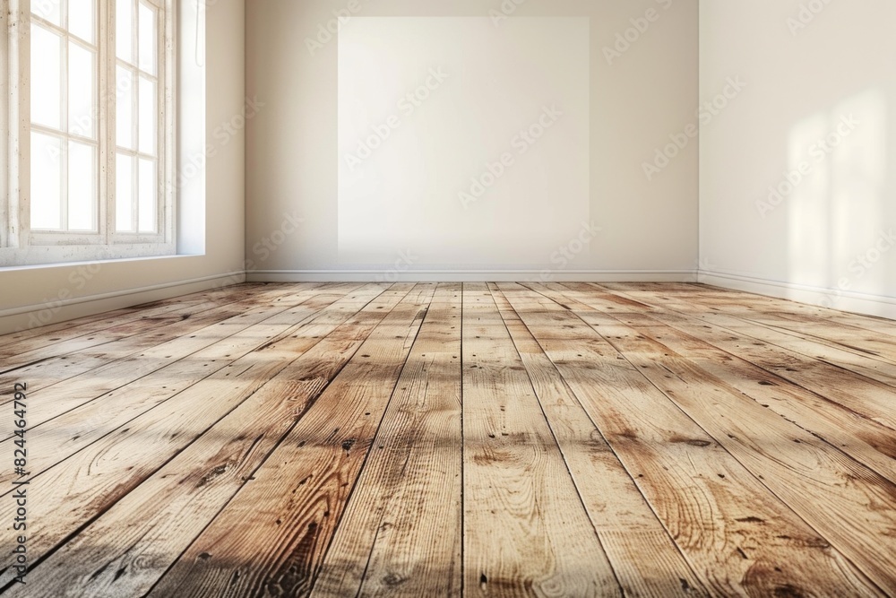 Empty bedroom interior background wooden floor created with Generative AI Empty bedroom interior background wooden floor created with Generative AI