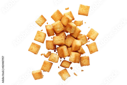 Croutons isolated on white background