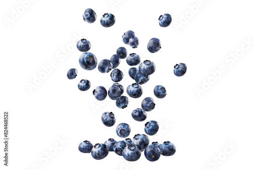 falling blueberries isolated on white background