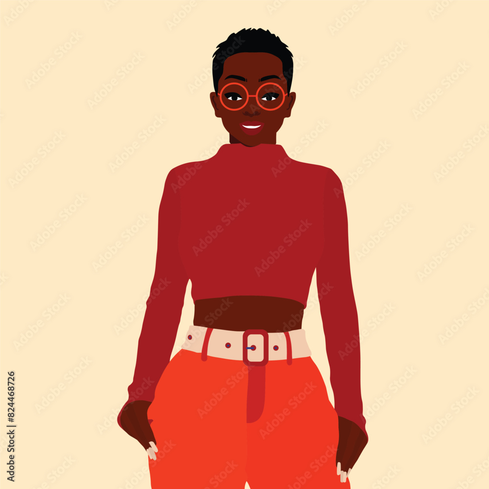 Stylish afro black woman in elegant art style vector Stylish afro black woman in elegant art style vector