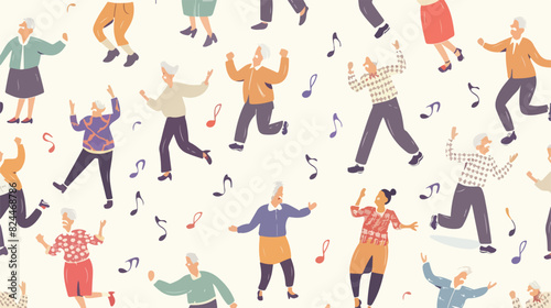 Old people at dance party pattern. Seamless background