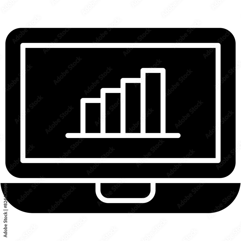 Vector Icon Analytics, graph, laptop, statistics Vector Icon Analytics, graph, laptop, statistics