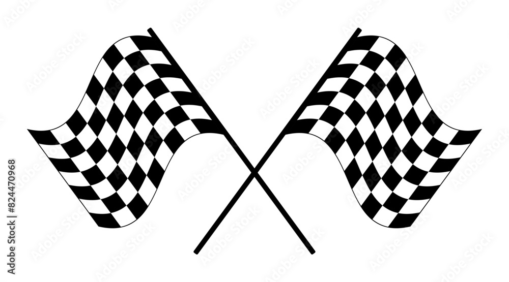 Crossed checkered racing flags. End of session flag displayed at the ...