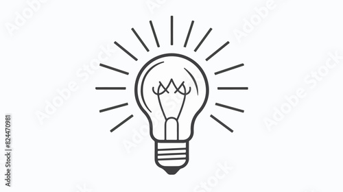 Outlined light bulb icon in line art style. Glowing 