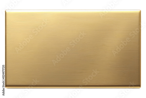 Golden rectangular plaque isolated on white background
