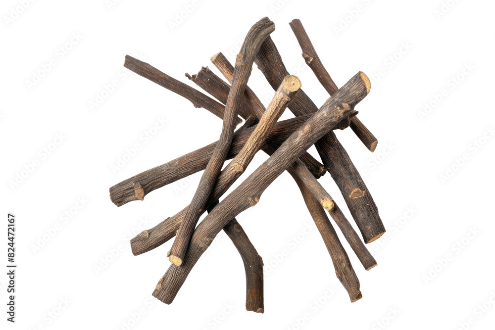 Liquorice roots isolated on white background Liquorice roots isolated on white background