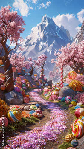 Candy Land with Vibrant Lollipops.