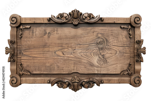 Oblong decorative wooden signboard isolated on white background