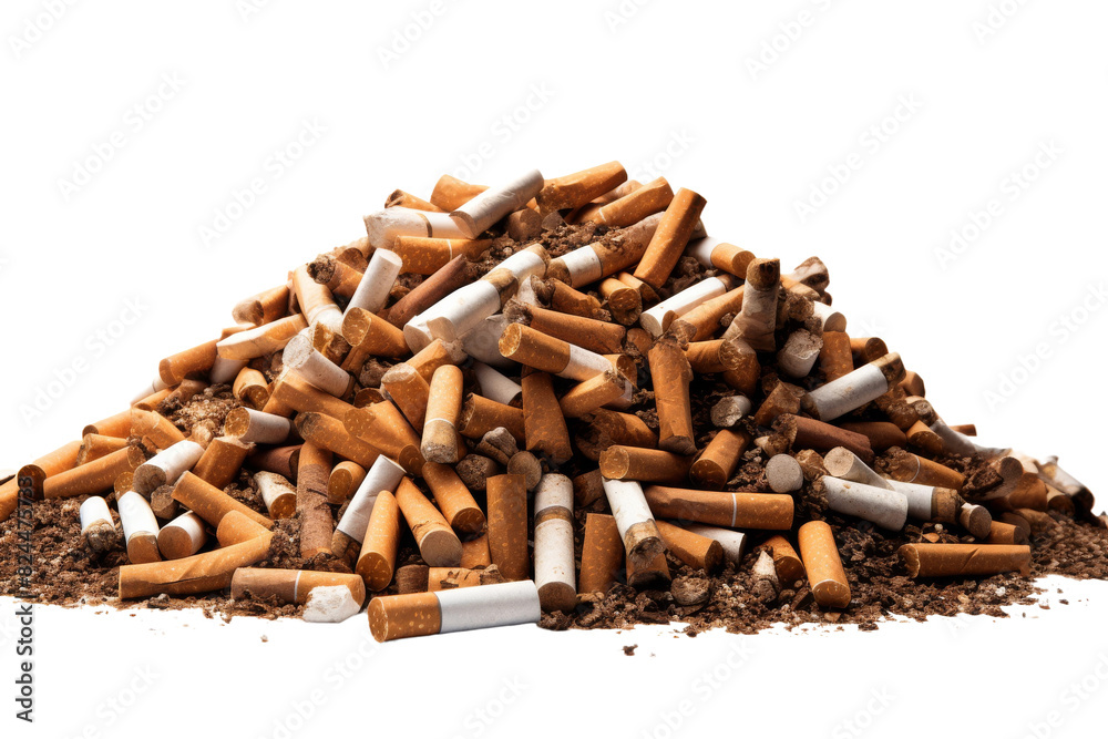 Smoldering Vices: A Mound of Cigarettes Atop a Bed of Earth on a White or Clear Surface PNG Transparent Background. Smoldering Vices: A Mound of Cigarettes Atop a Bed of Earth on a White or Clear Surface PNG Transparent Background.