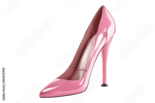 Pink women's classic leather heels isolated on white background