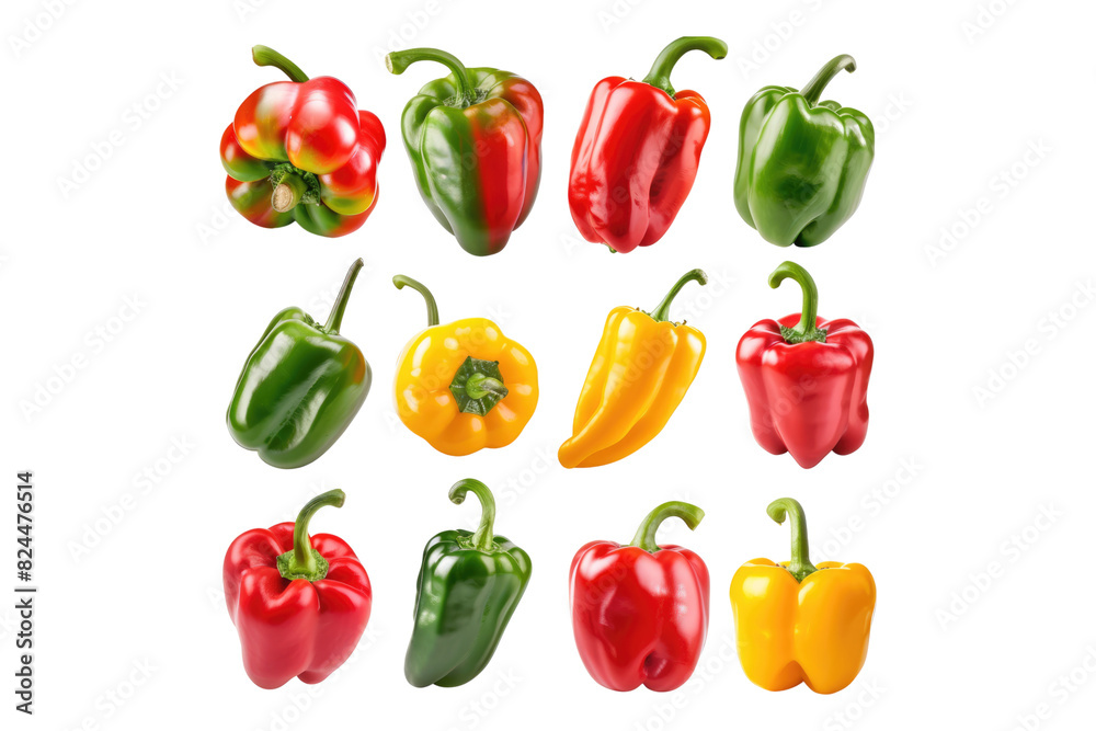 Red pepper green pepper yellow pepper isolated on white background Red pepper green pepper yellow pepper isolated on white background