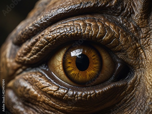double exposure of ancient dinosaur eye